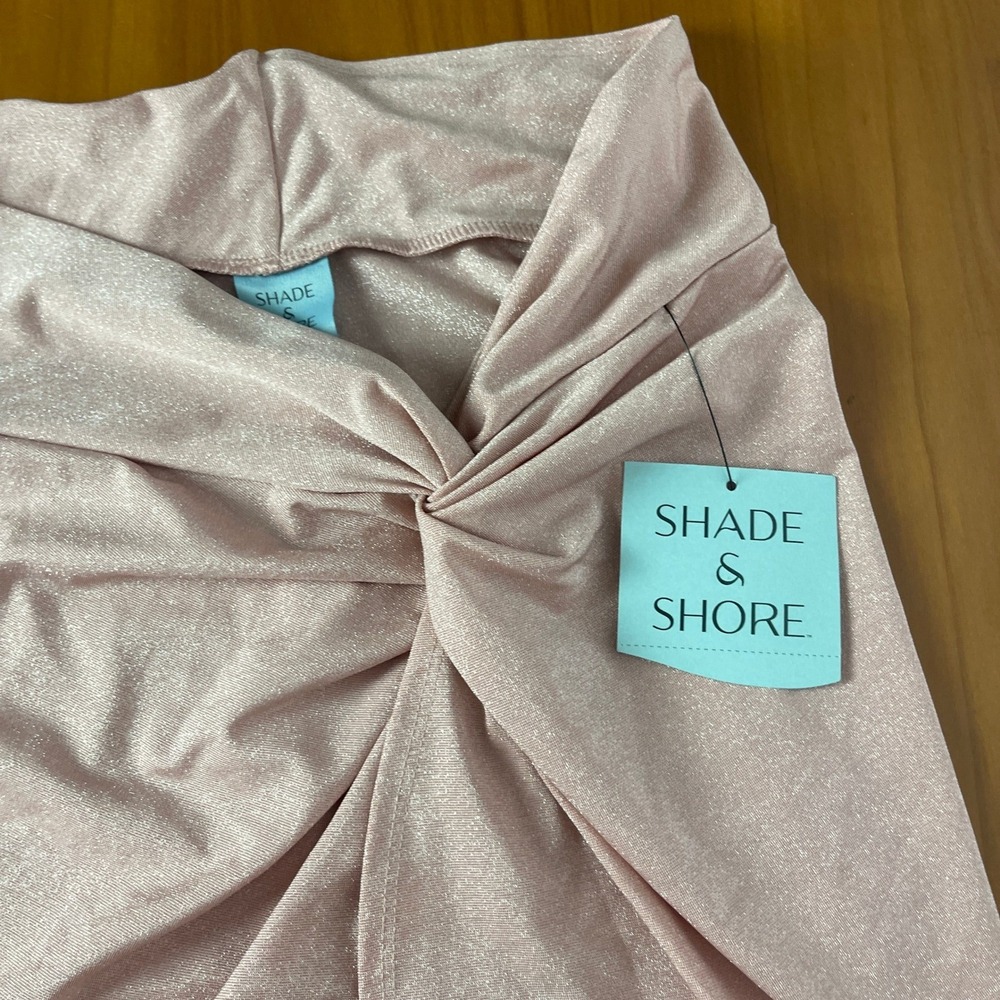 Shade & Shore Womens Pink Metallic‎ Twist Front Sarong Mini Skirt Size Small NWT - Picture 5 of 11
